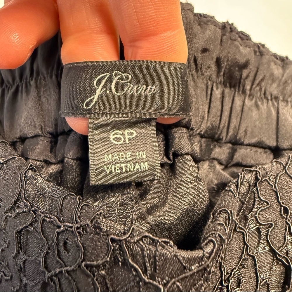 J. Crew Black Lace High Rise Pull On Peyton Cropped Length Pants Size 6P NWT - Picture 6 of 9